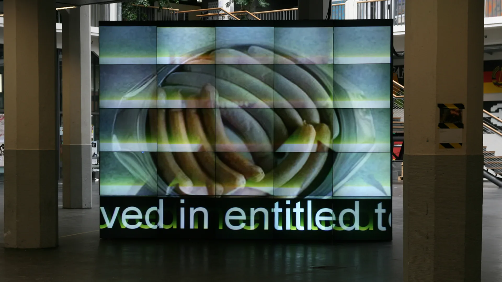 Video wall at HfG displaying user-generated content